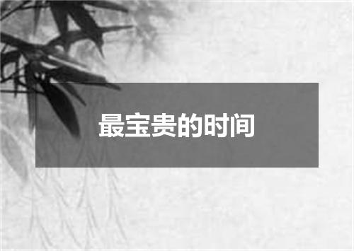 最宝贵的时间